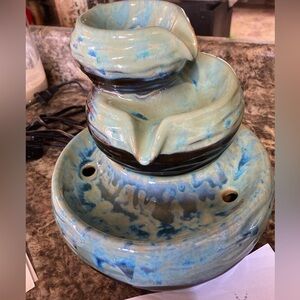 Ceramic Water Fountain - Blue and Brown